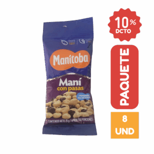 Mani con Pasas Manitoba x 25gr x 8 Unds