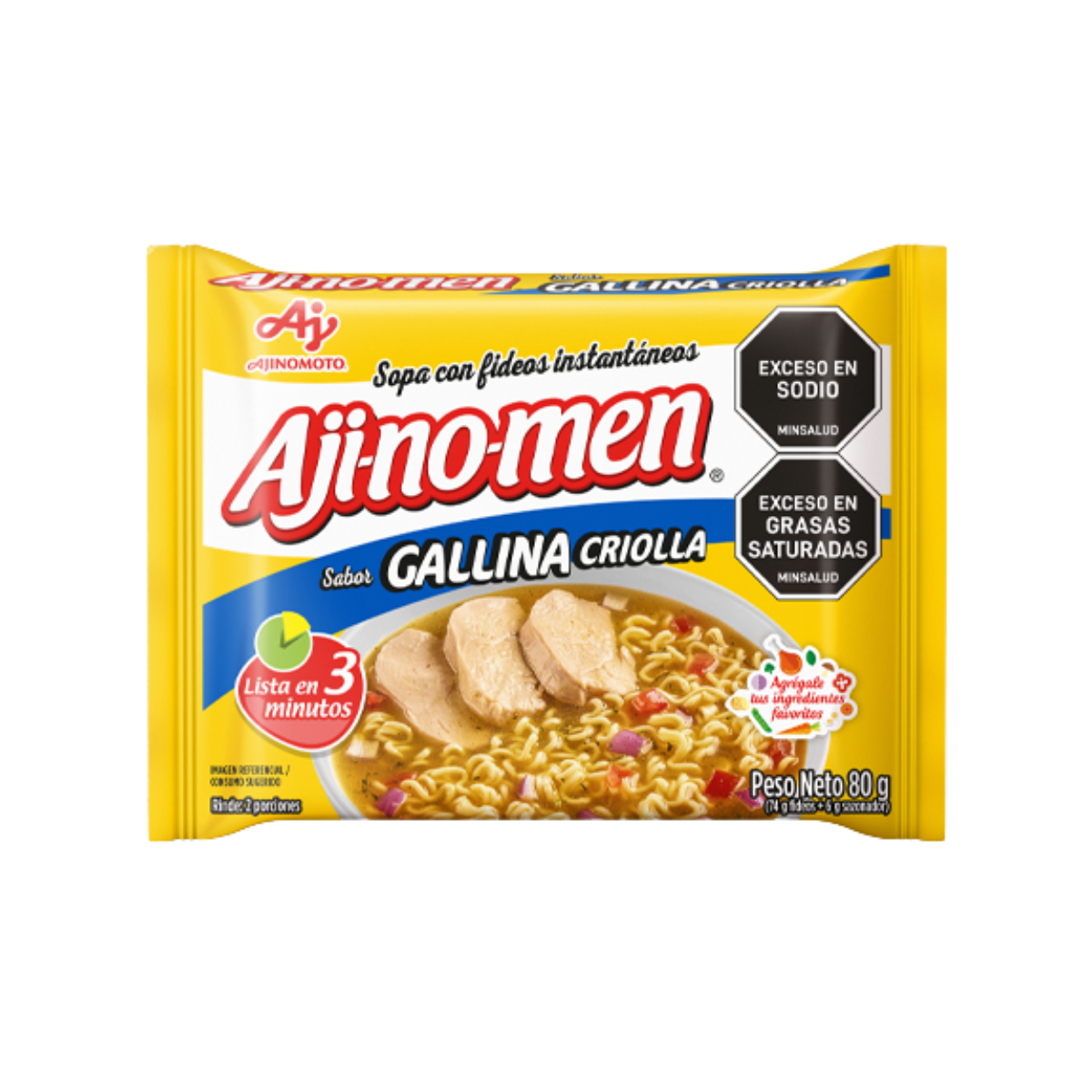 Sopa con fideos instantánea Ajinomen Gallina Criolla 80 gr